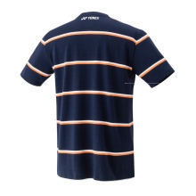 Yonex Sport-Tshirt Crew Neck Small Stripes navyblau/orange Herren